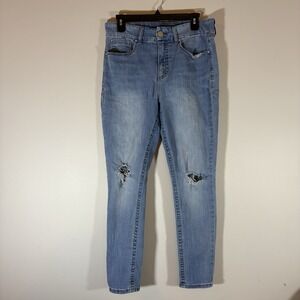 Seven 7 Women's High Rise Tummyless Jeans Affection Wash Blue 12 Distressed